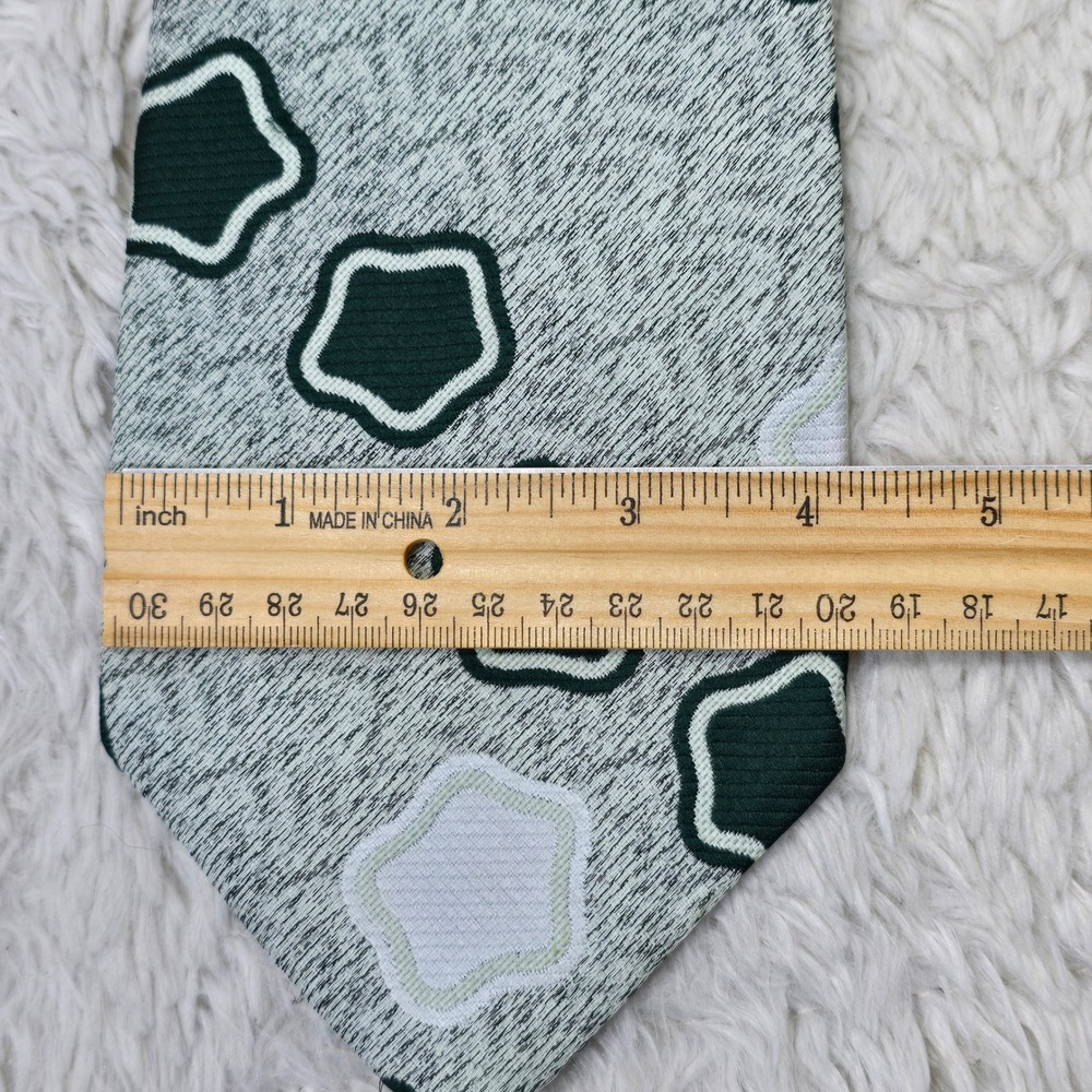 Vintage Wide Necktie Grey Green Dacron Polyester Geometric Retro 50s 60s‎ Tie - Picture 6 of 7